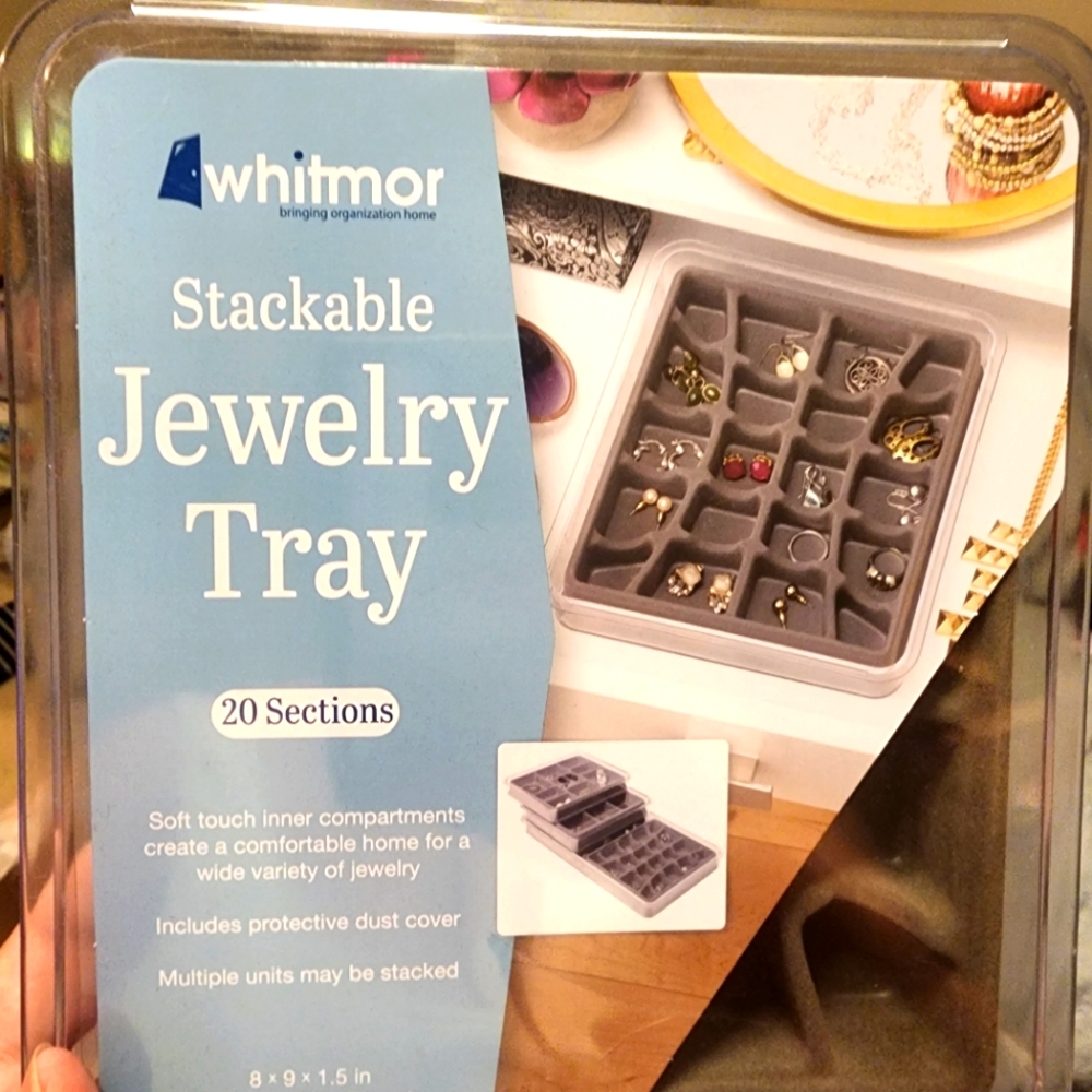 Whitmor velvet lined stackable jewelry Tray